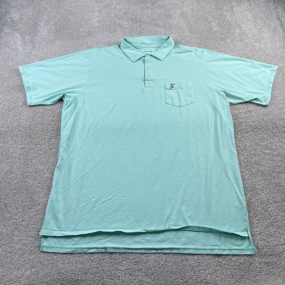 B Draddy Winged Foot Polo Shirt Mens 2XL XXL Green‎ Stripes Golf Vin Pima Cotton